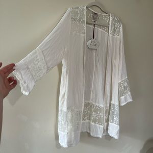 XL kimono swim cover up white